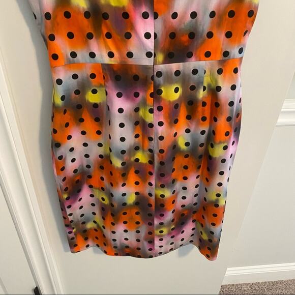 Lela Rose Red Pink Yellow Polka Dot Sheath Mini Dress 12 - Picture 8 of 16